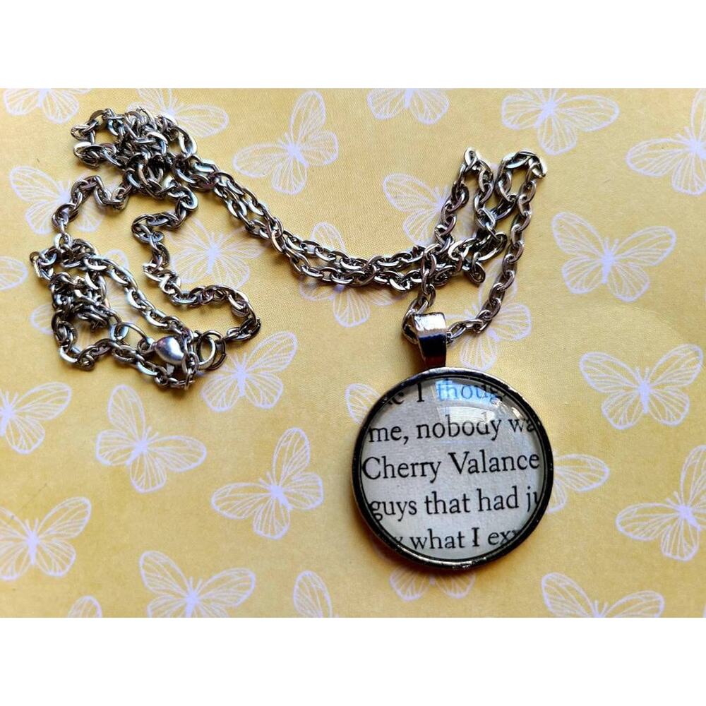Cherry Valance pendant necklace made with The Outsiders book pages